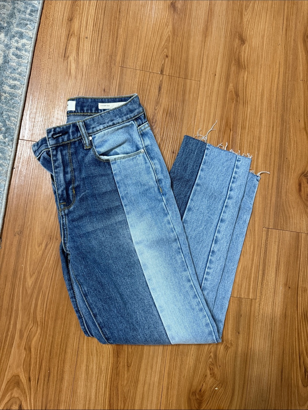 PacSun Two-Tone High Rise Women's Jeans in Light and Dark Blue